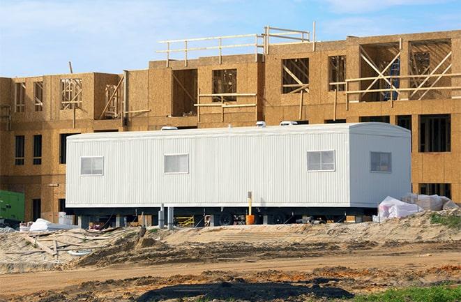 office trailers and equipment rental at a construction site in San Martin